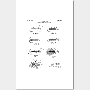 Fly Fishing Patent - Fisherman Art - Black And White Posters and Art